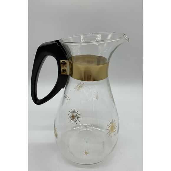 Vintage MCM Gold Starburst Pyrex Carafe 6 Cup No lid Read - Picture 1 of 7